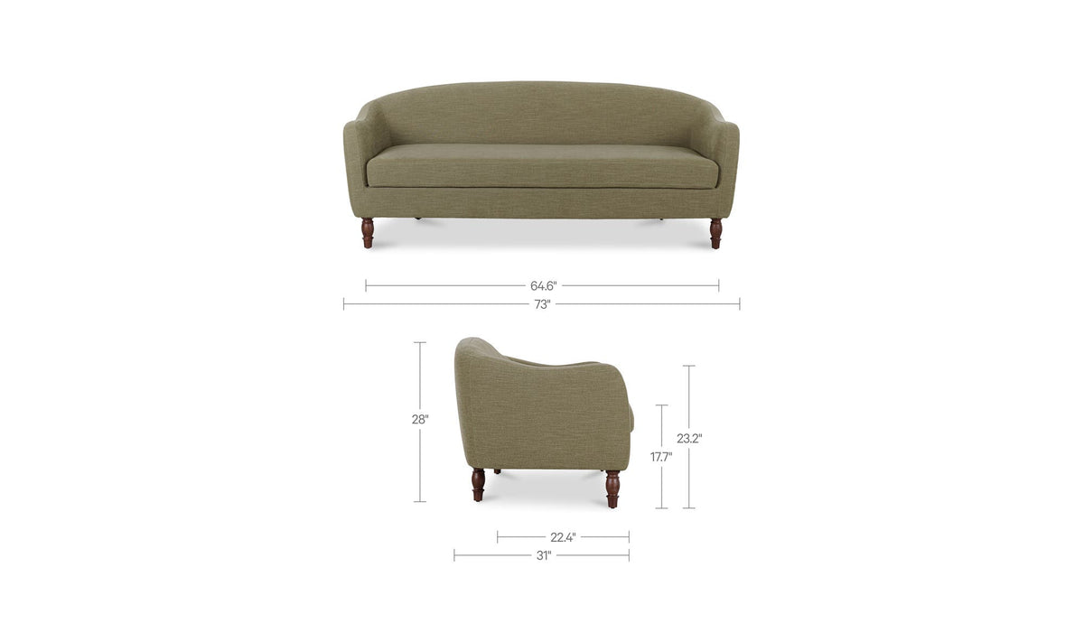 Geneva Apartment Sofa Sage Green by Moe's Home Collection - view 12