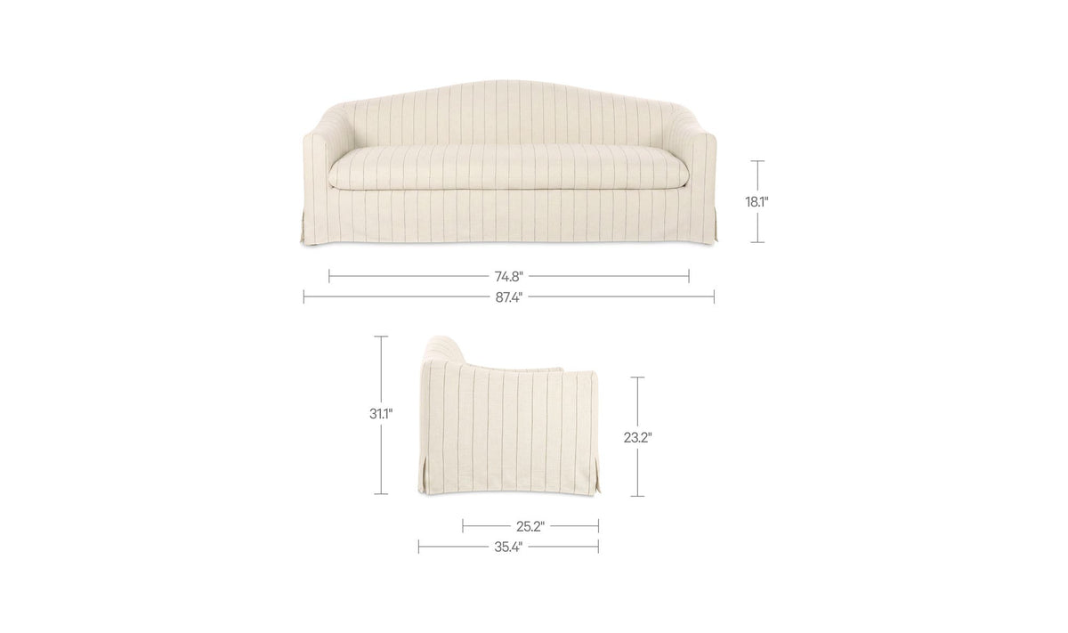 Odell Slipcover Sofa Olive Stripe by Moe's Home Collection - view 9
