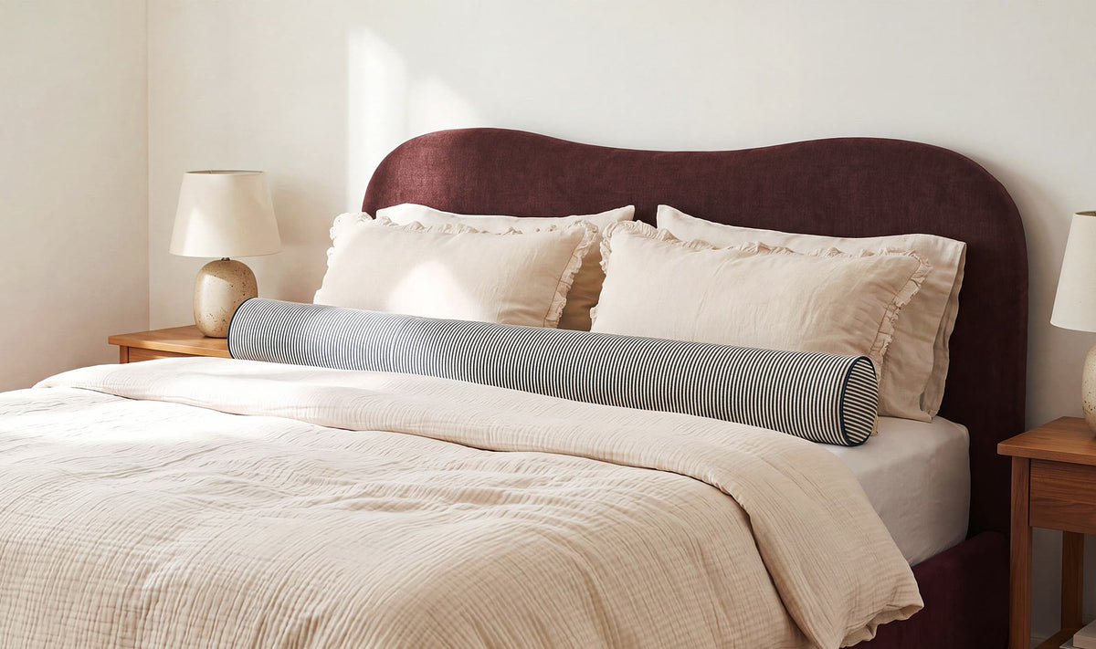 Sybil Large Bolster Pillow Navy Stripe by Moe's Home Collection - view 3