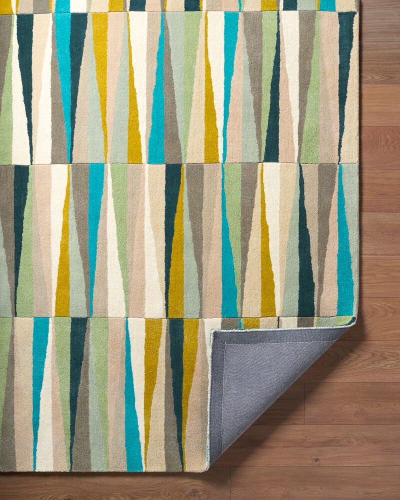 Oasis Beige/Sage Handmade Rug - fold