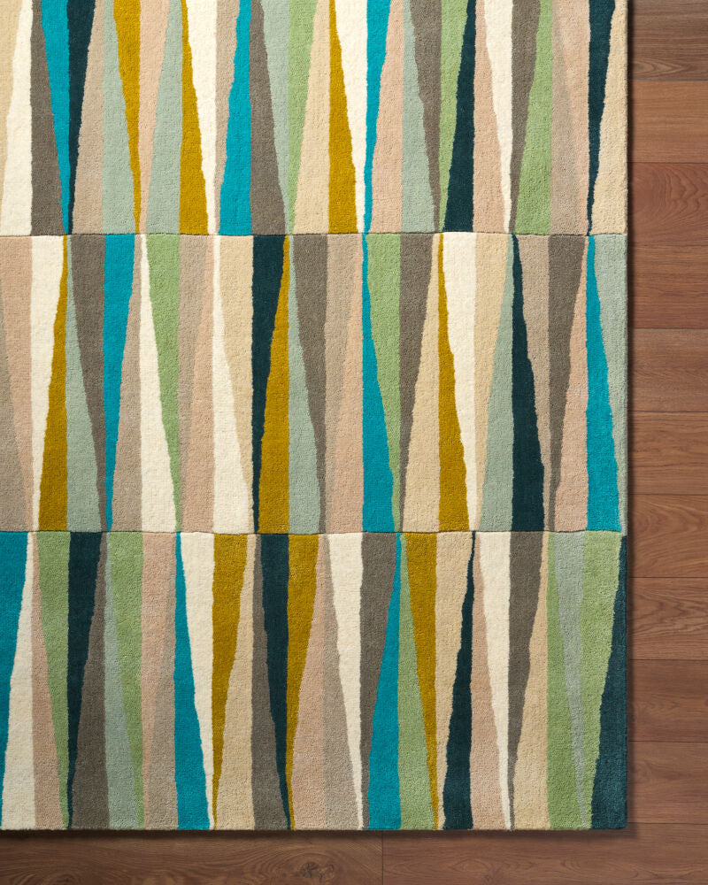 Oasis Beige/Sage Handmade Rug - overhead