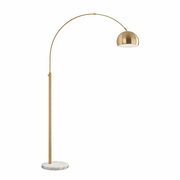 Oasis Long Arm Gold Brass Adjustable Floor Lamp | White Marble Base