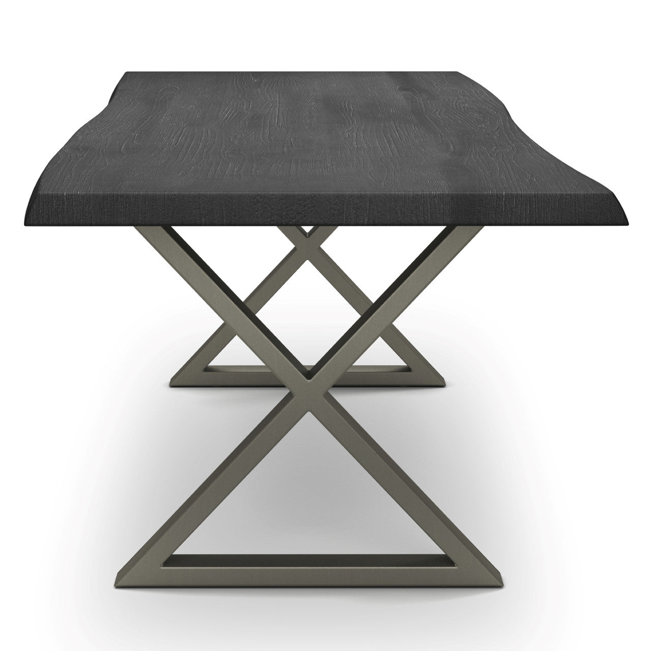 Brooks - Dining Table - X Base - 40" x 79" - Ebonized Top - Pewter Base