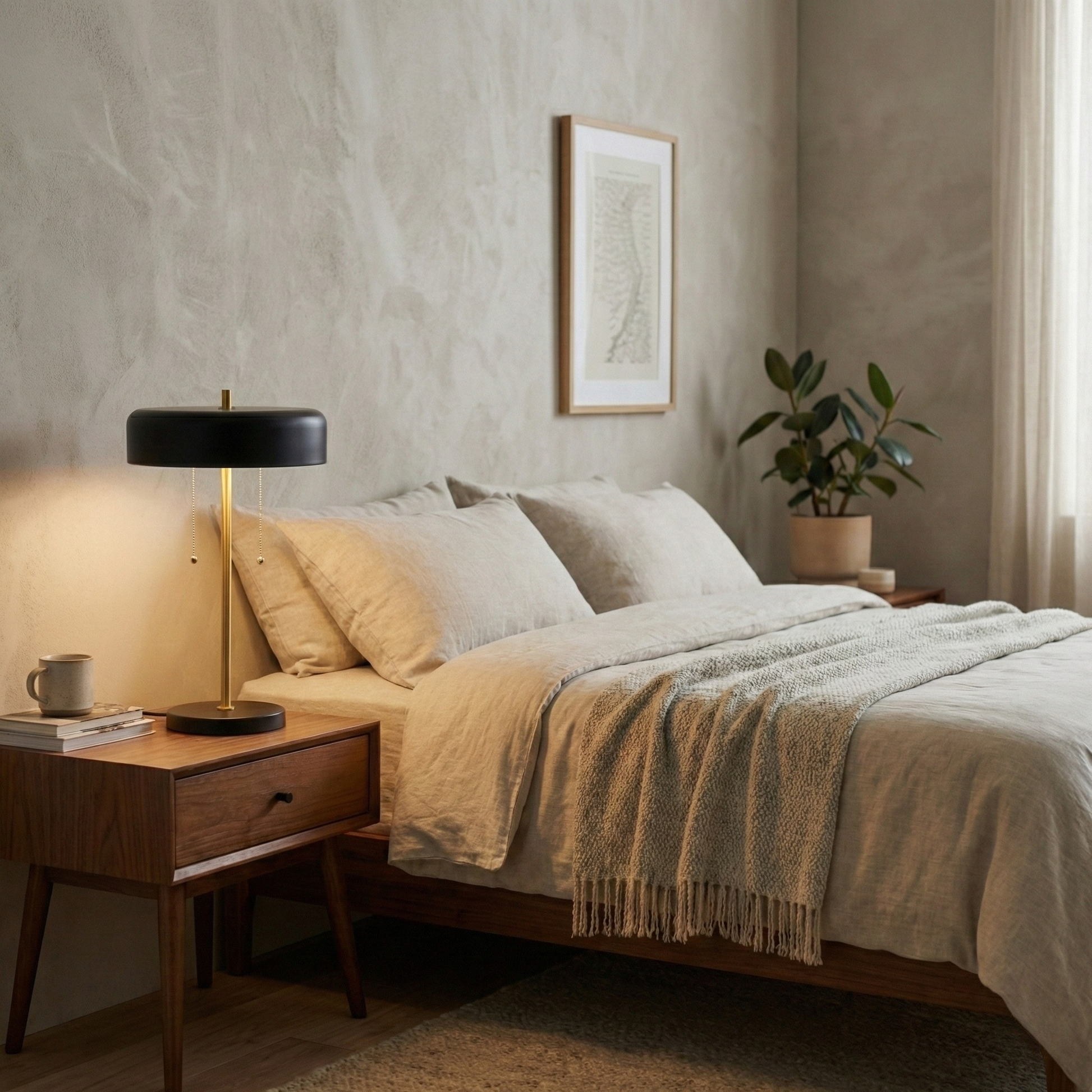 Obni Table Lamp | Black Outer and White Inner