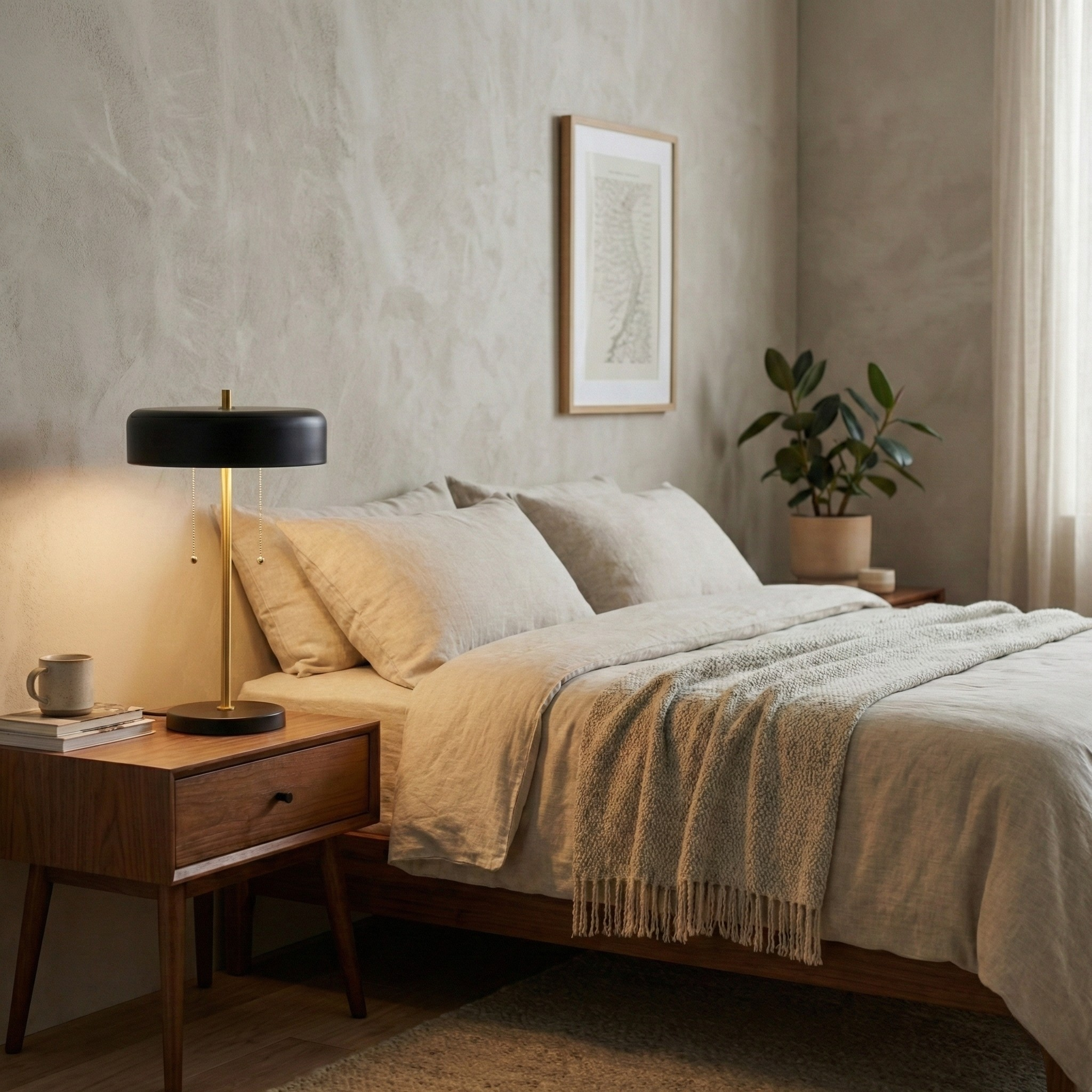 Obni Table Lamp | Black Outer and White Inner