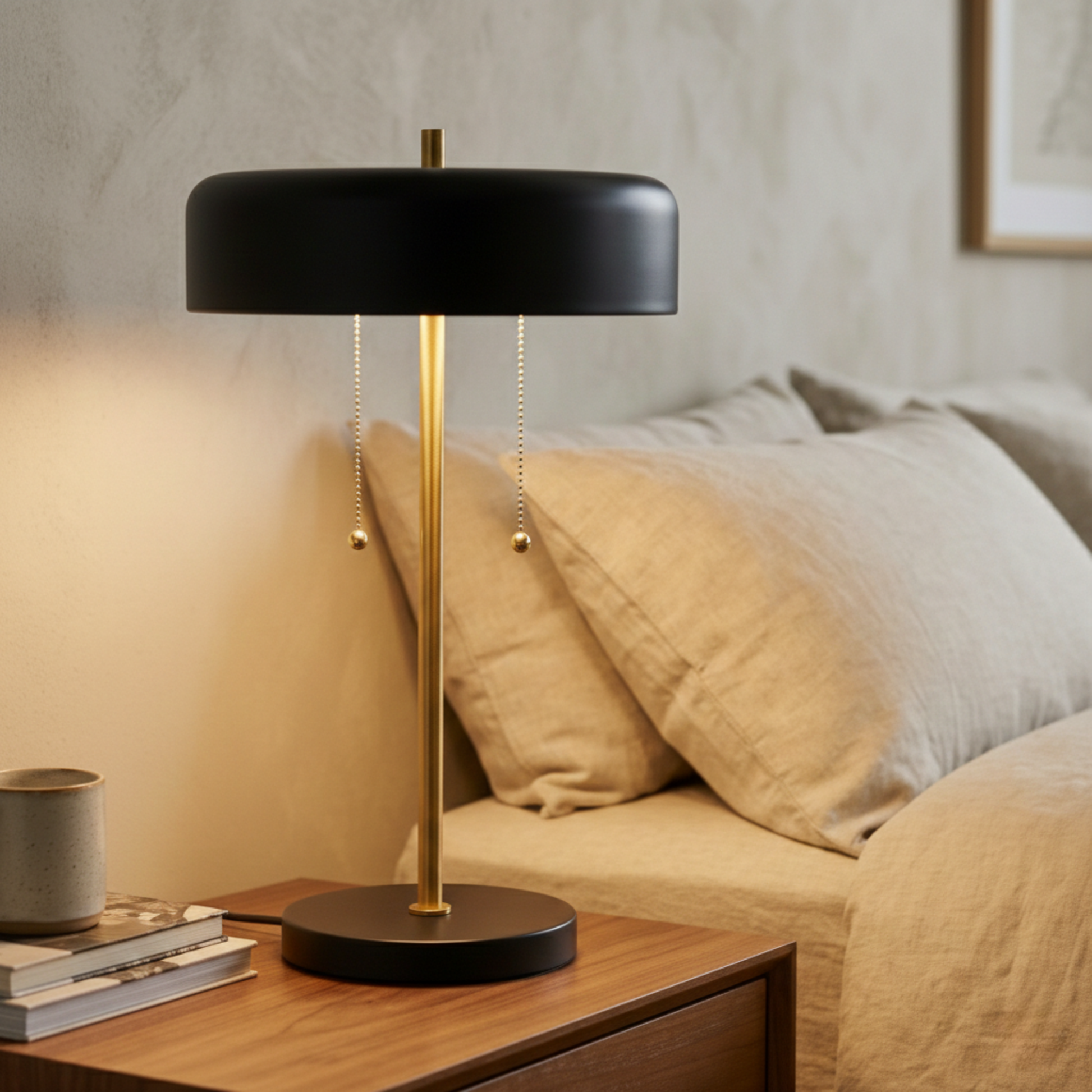 Obni Table Lamp | Black Outer and White Inner