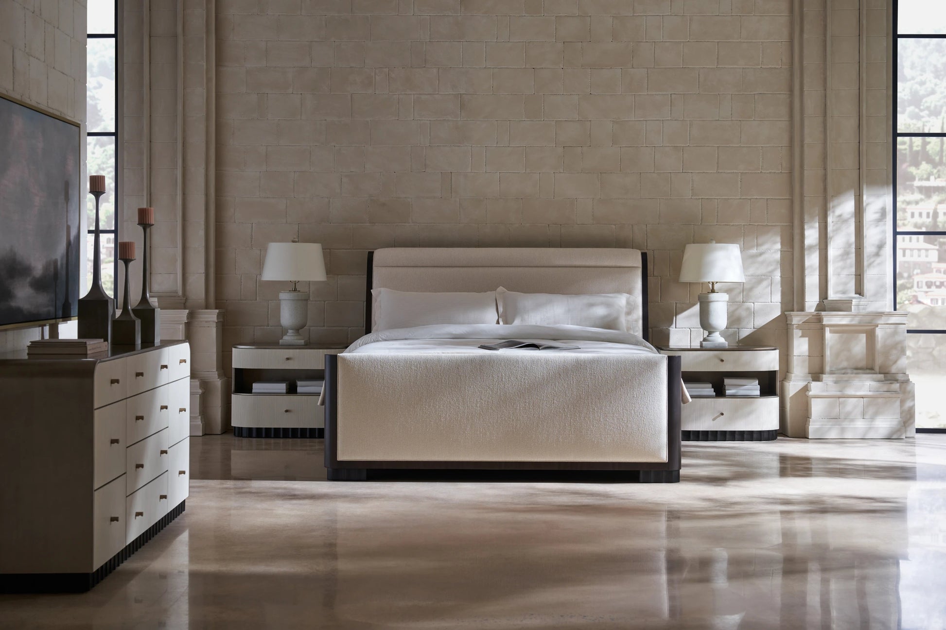 Deep Sleep Brushed Whisper of Gold Paint Nightstand 34" by Caracole - view 2