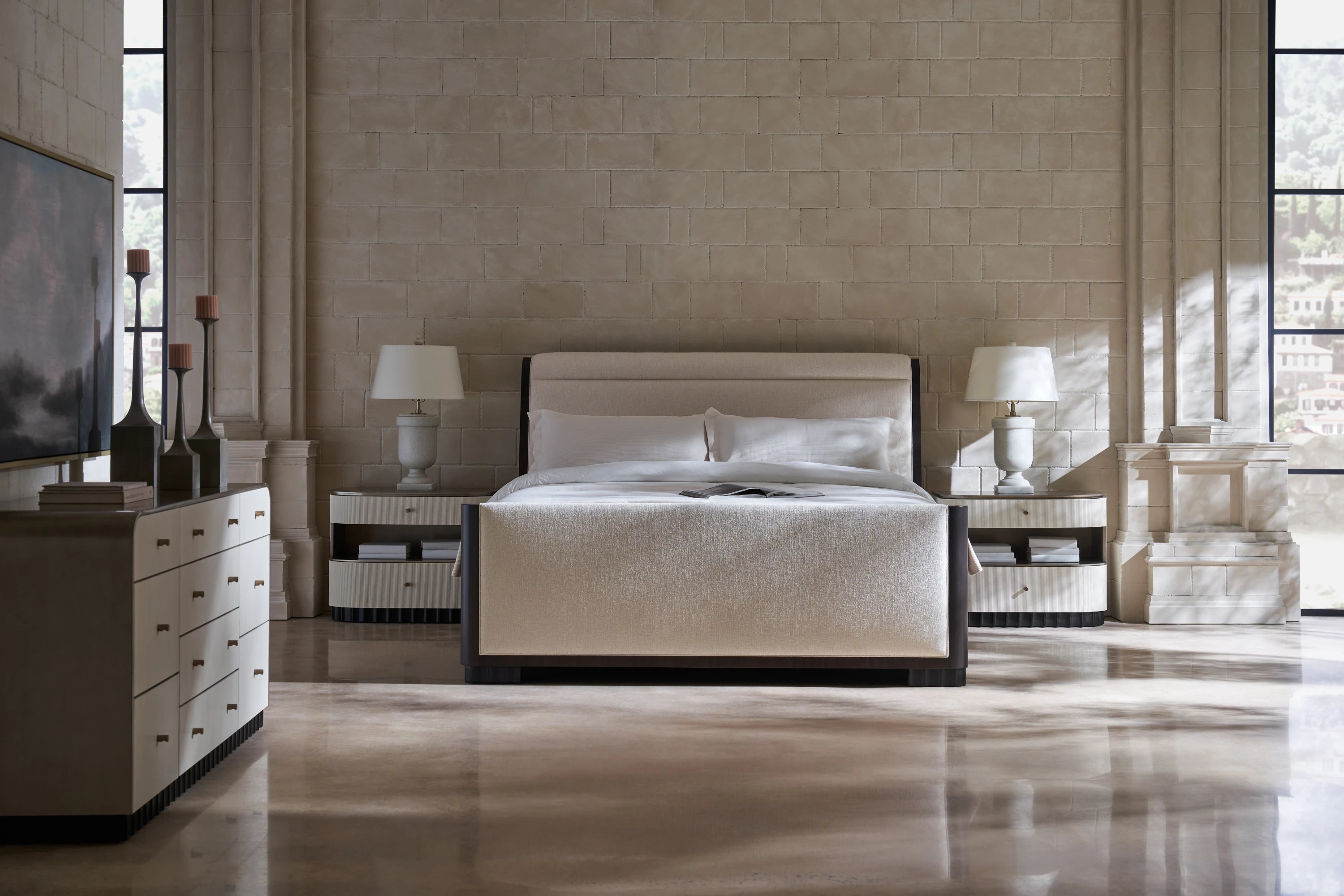 Deep Sleep Brushed Whisper of Gold Paint Nightstand 34" by Caracole - view 2