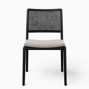 Modern Brazilian - Charlotte - Cane Side Chair - Bouclé Crafted Glaze Seat - Ebano Frame - Ebano Cane Webbing
