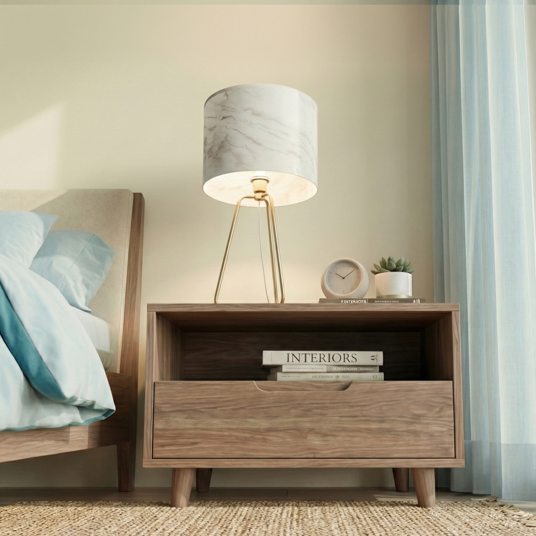 Optima Table Lamp | Antique Brass and Faux Marble Shade