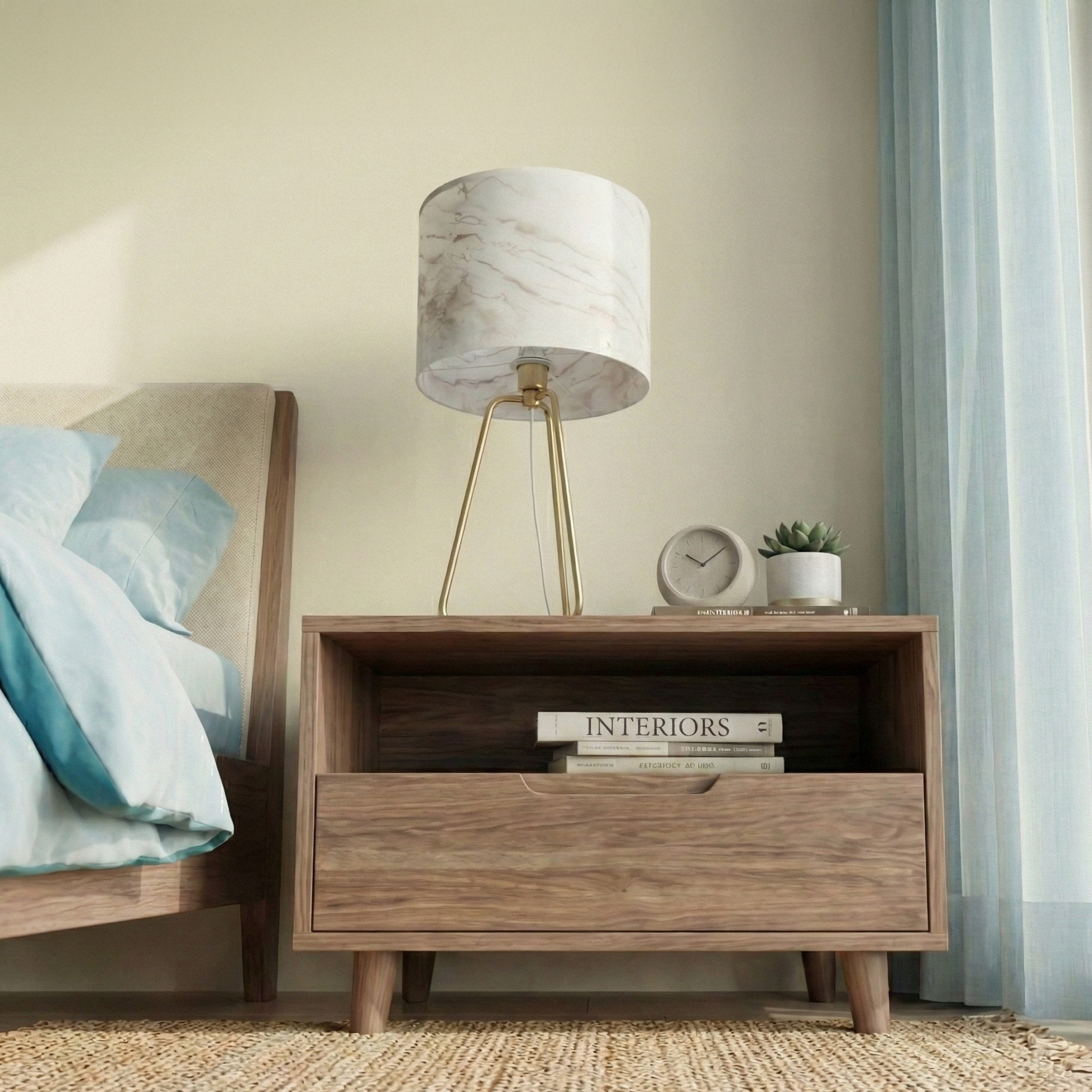 Optima Table Lamp | Antique Brass and Faux Marble Shade