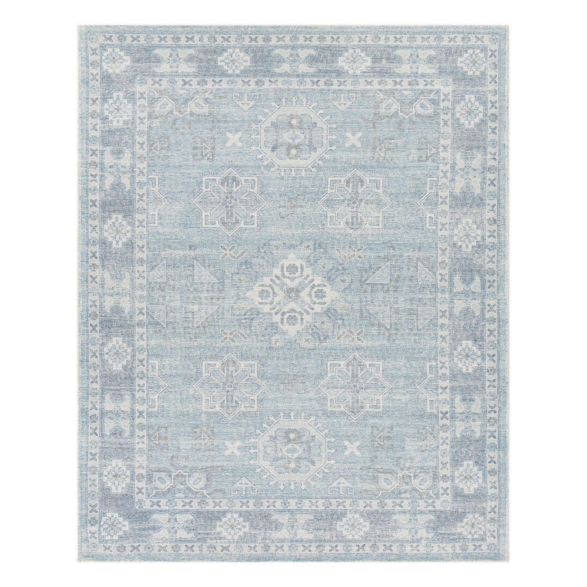 Oregon Blue/White Handmade Rug - 2' x 3'