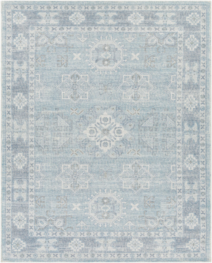Oregon Blue/White Handmade Rug - 2' x 3'