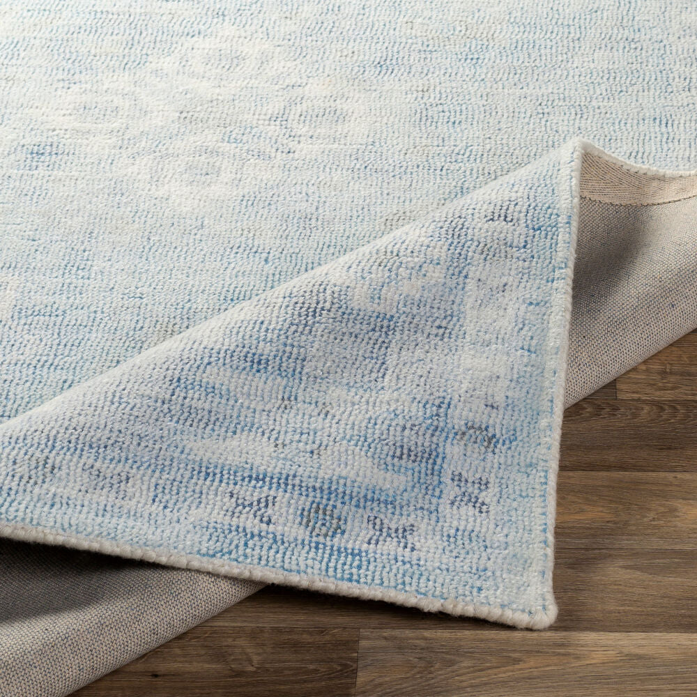 Oregon Blue/White Handmade Rug - fold