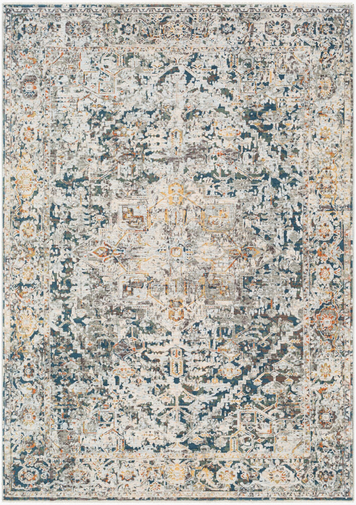 Presidential Blue/Wheat Machine Woven Rug PDT-2300 - 3'3" x 10'