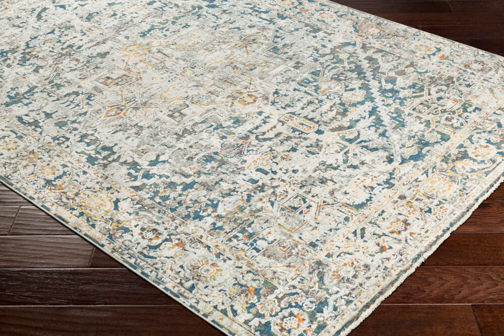 Presidential Blue/Wheat Machine Woven Rug PDT-2300 - corner