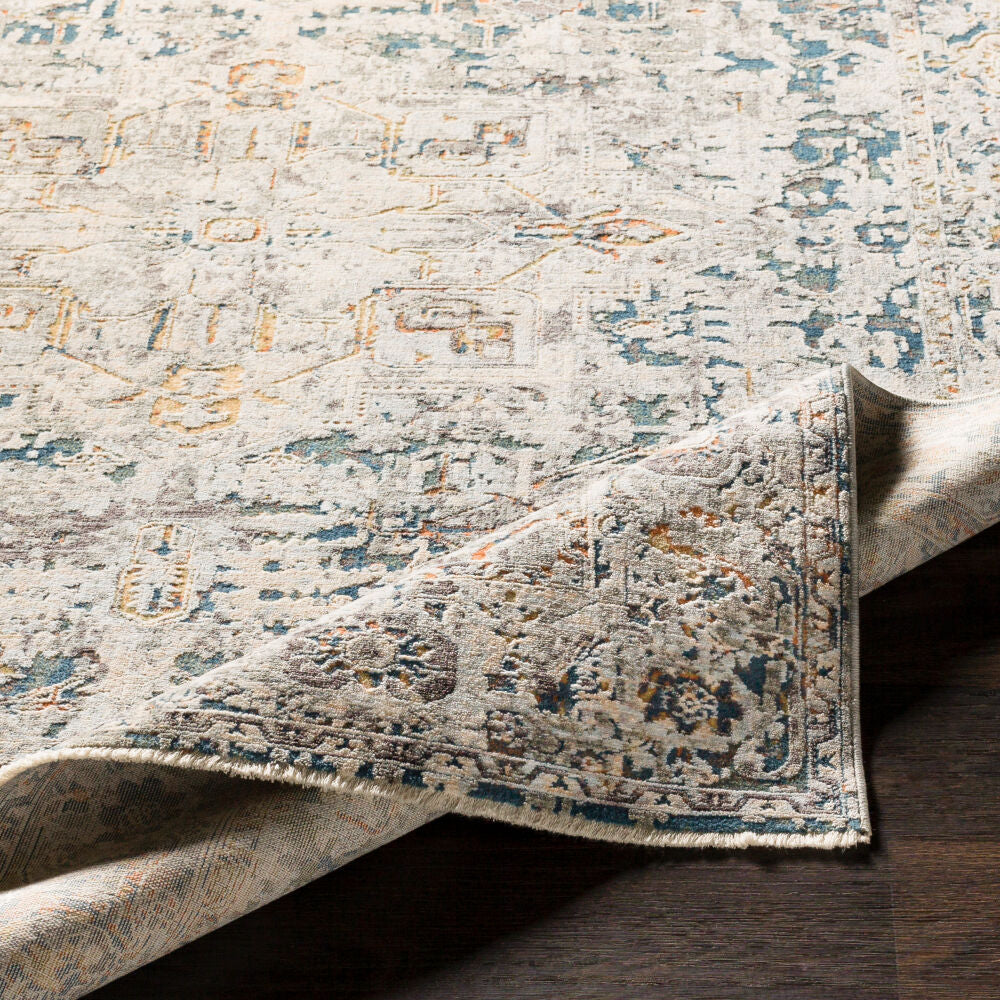 Presidential Blue/Wheat Machine Woven Rug PDT-2300 - fold