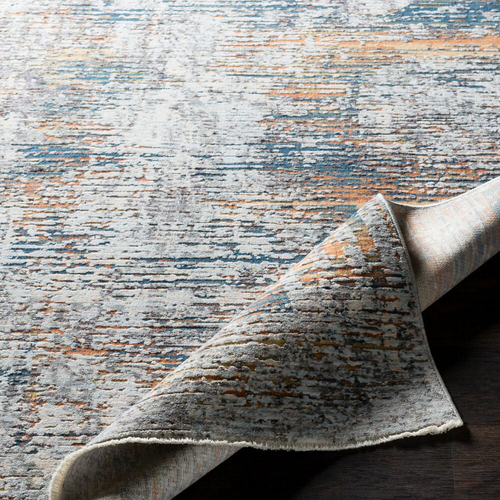 Presidential Blue/Wheat Machine Woven Rug PDT-2305 - fold