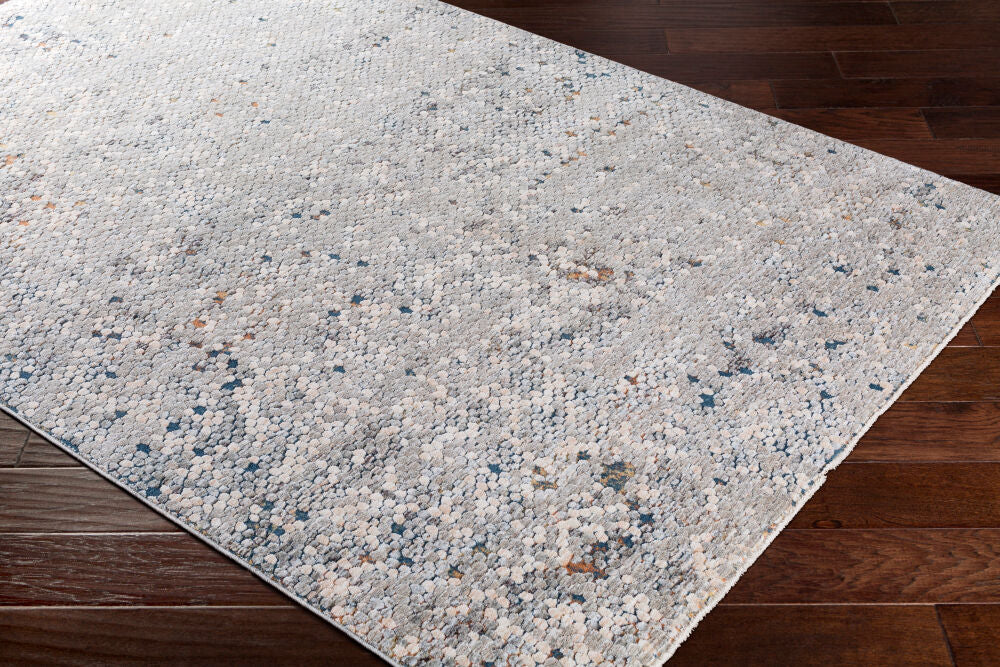 Presidential Deep Teal/Wheat Machine Woven Rug - corner