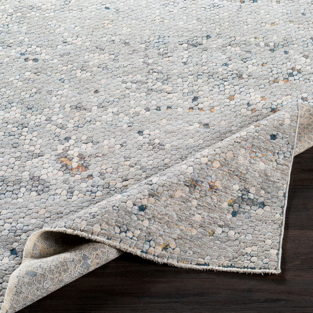 Presidential Deep Teal/Wheat Machine Woven Rug - fold