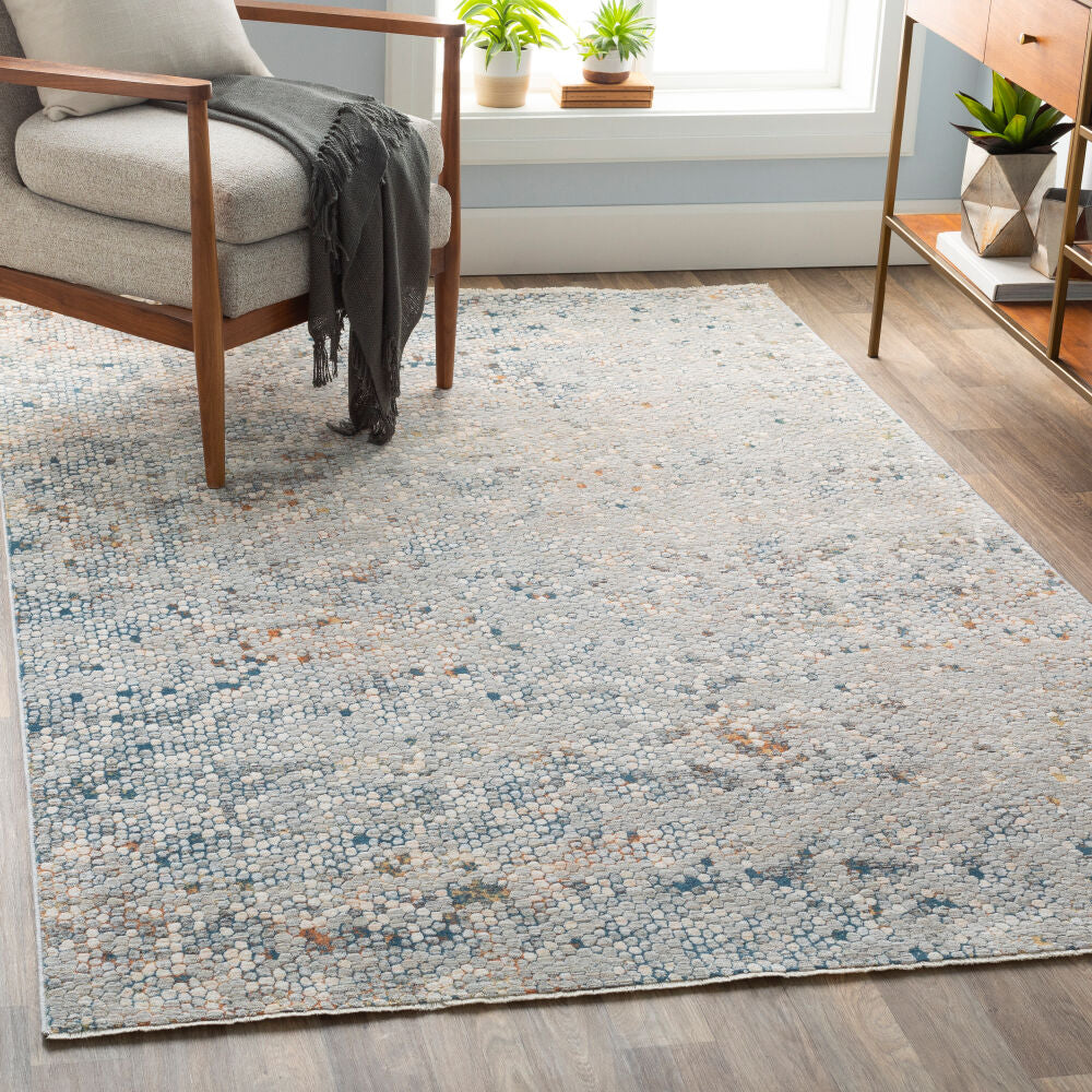 Presidential Deep Teal/Wheat Machine Woven Rug - roomscene
