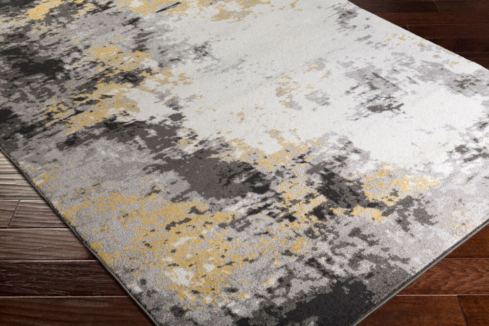 Pepin Black/Mustard Machine Woven Rug - corner
