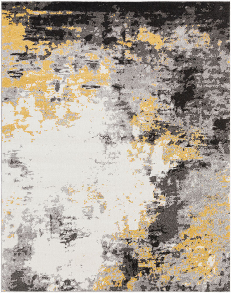 Pepin Black/Mustard Machine Woven Rug - 2' x 2'11"