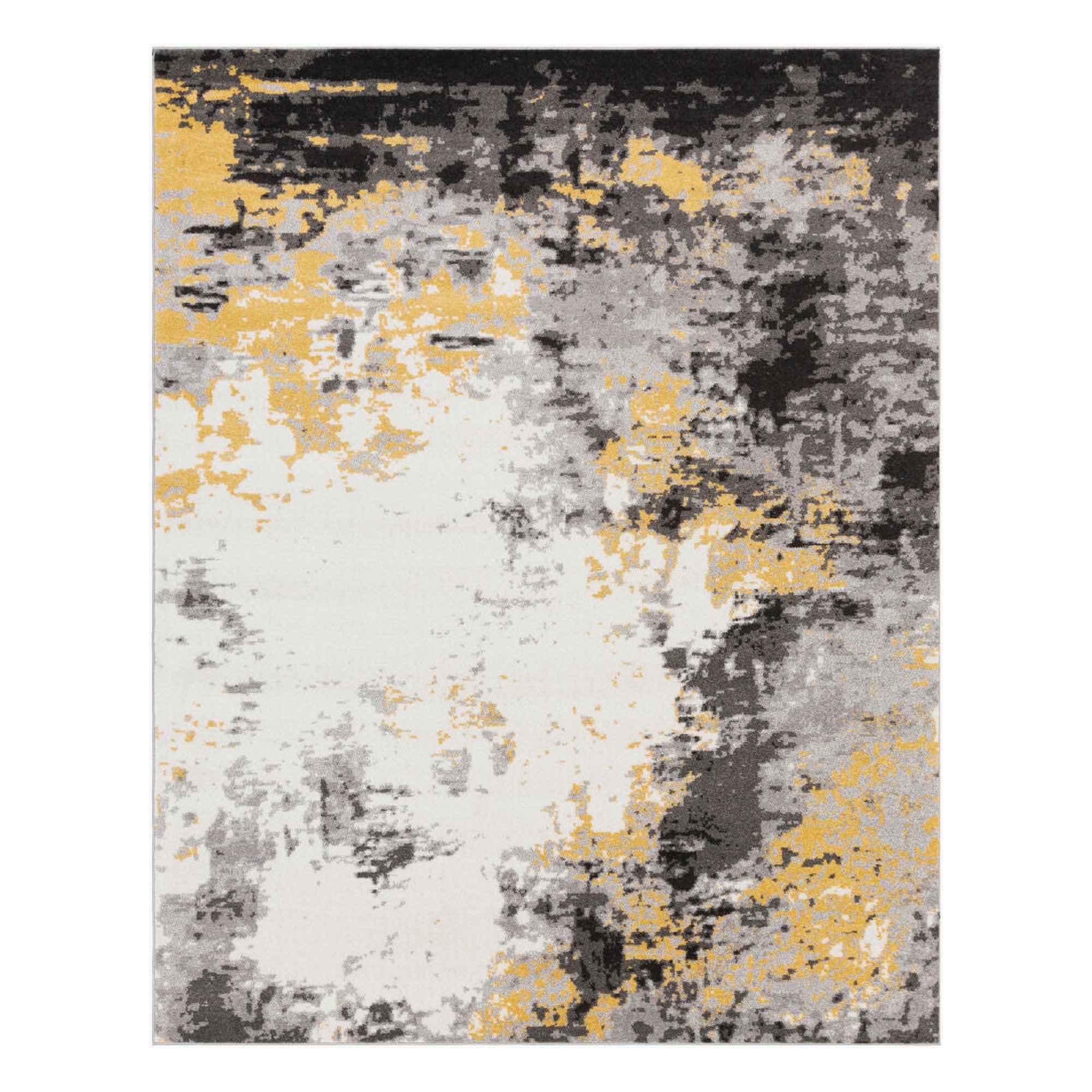 Pepin Black/Mustard Machine Woven Rug - 2' x 2'11"