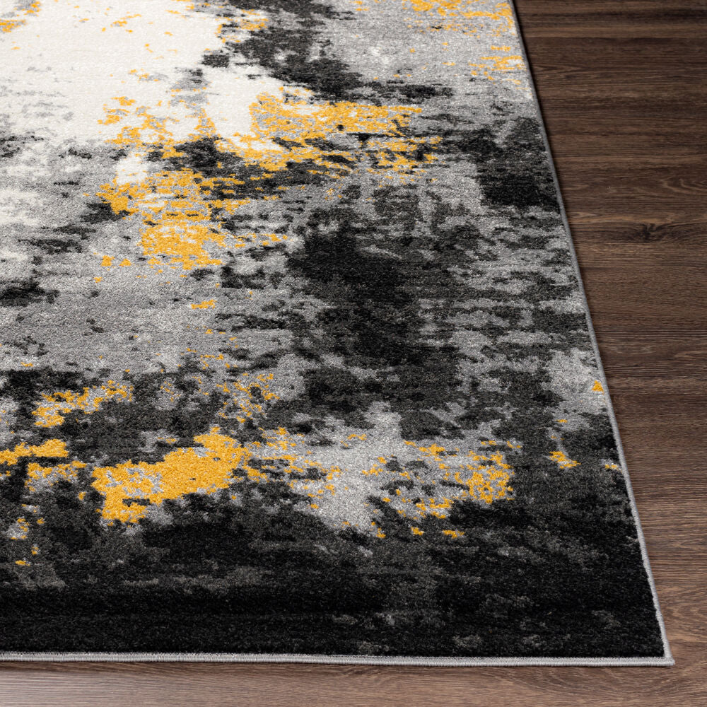 Pepin Black/Mustard Machine Woven Rug - front