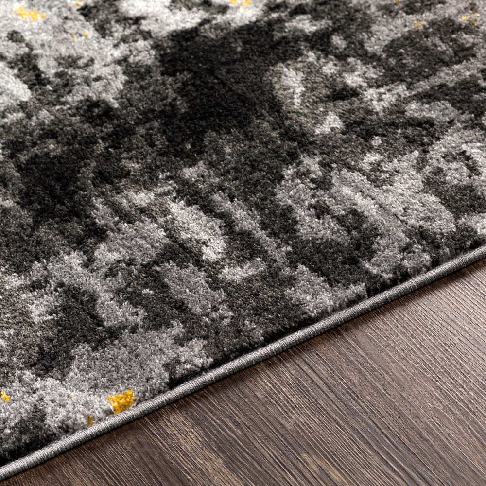 Pepin Black/Mustard Machine Woven Rug - texture