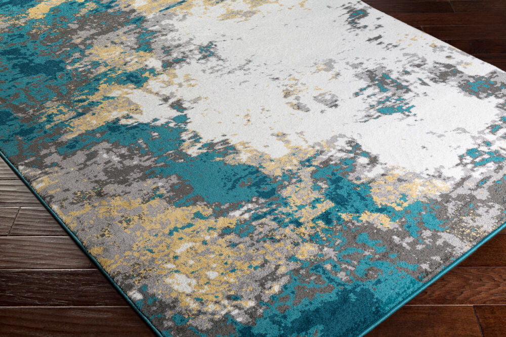 Pepin Charcoal/Mustard Machine Woven Rug - corner