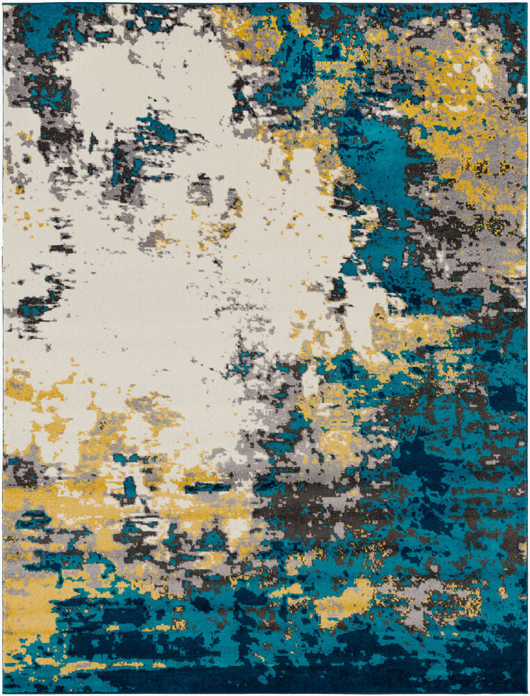 Pepin Charcoal/Mustard Machine Woven Rug - 2' x 2'11"