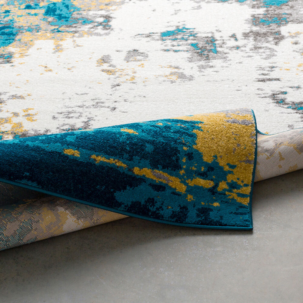 Pepin Charcoal/Mustard Machine Woven Rug - fold
