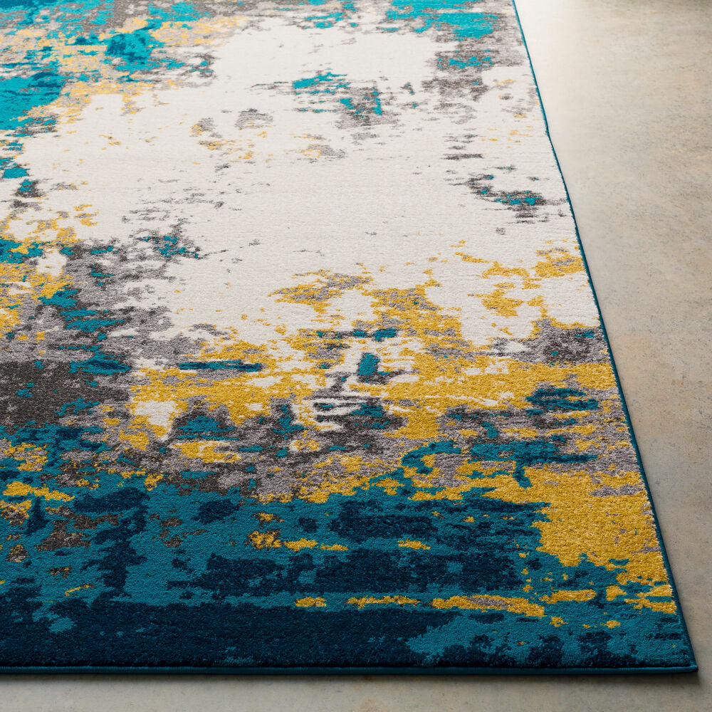 Pepin Charcoal/Mustard Machine Woven Rug - front
