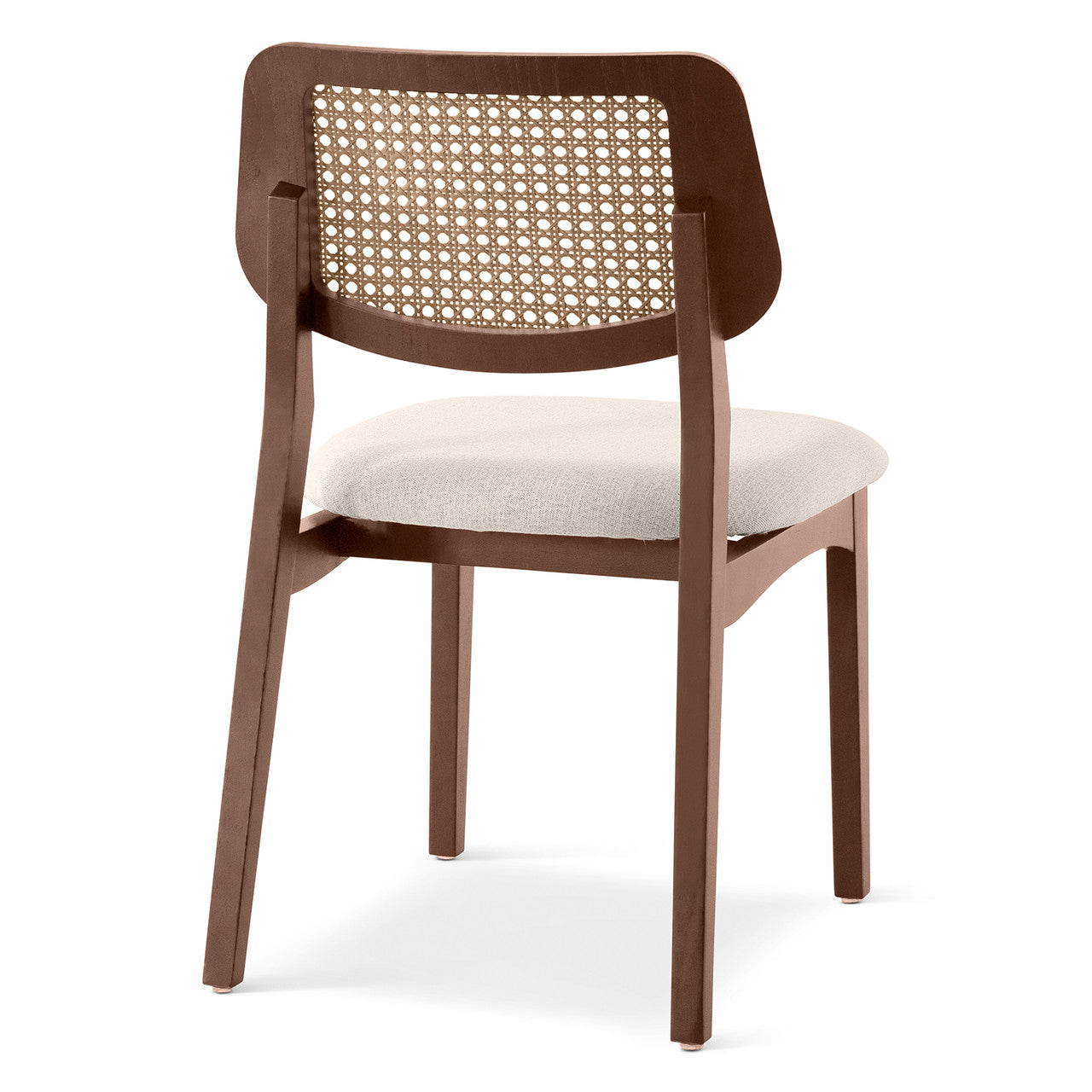 Modern Brazilian - Beth - Cane Side Chair - Medley Ivory Seat - Nogal Frame - Nogal Cane Webbing