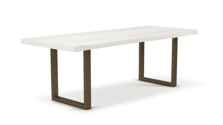 Brooks Dining Table U Base 40" x 92" White Wash Top - Brass Base