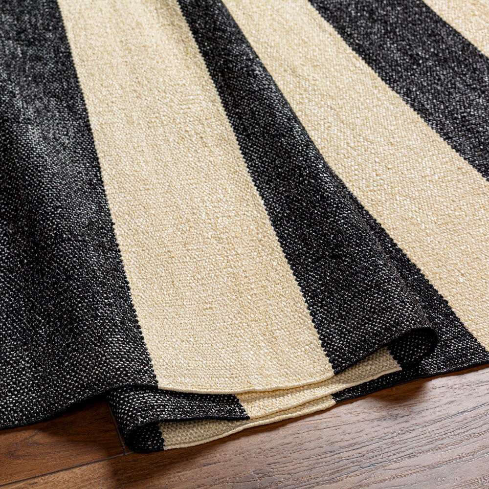 Picnic Black/Cream Handmade Rug - fold