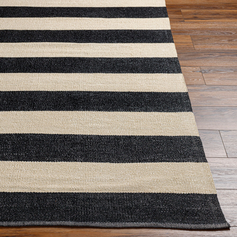 Picnic Black/Cream Handmade Rug - front