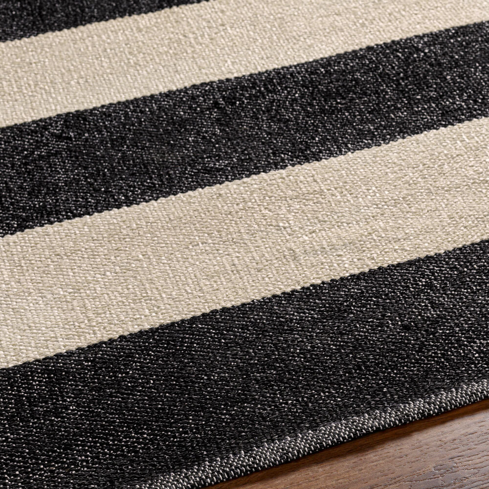 Picnic Black/Cream Handmade Rug - texture