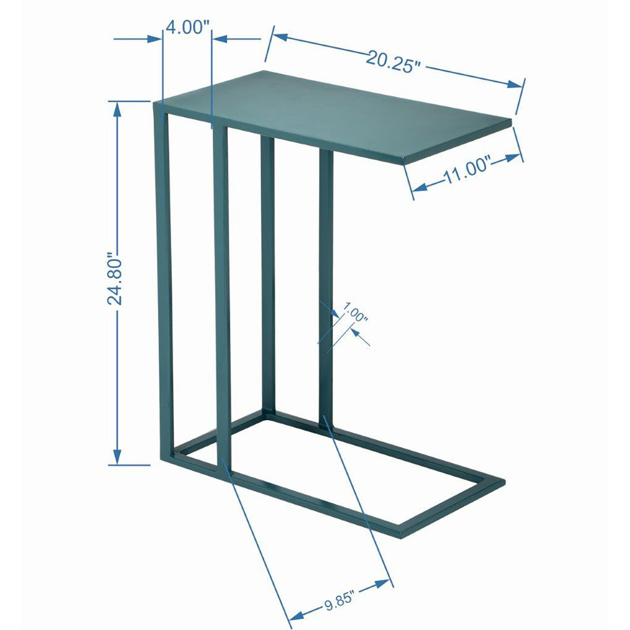 Elements - Tanu - C-Table Enamel Top End Table - Teal
