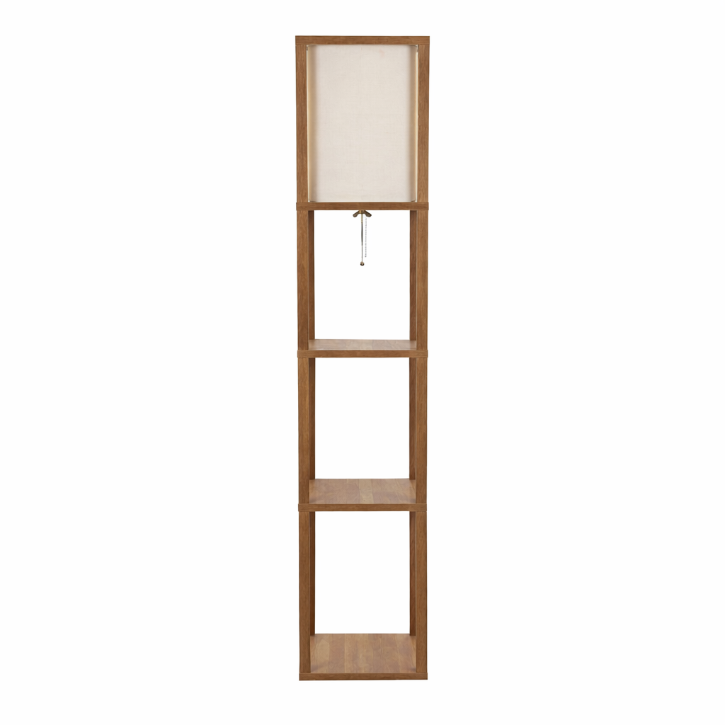 Pinnacle Shelf Floor Lamp | Natural Wood with Long Shade | Ashcroft Imports Furniture