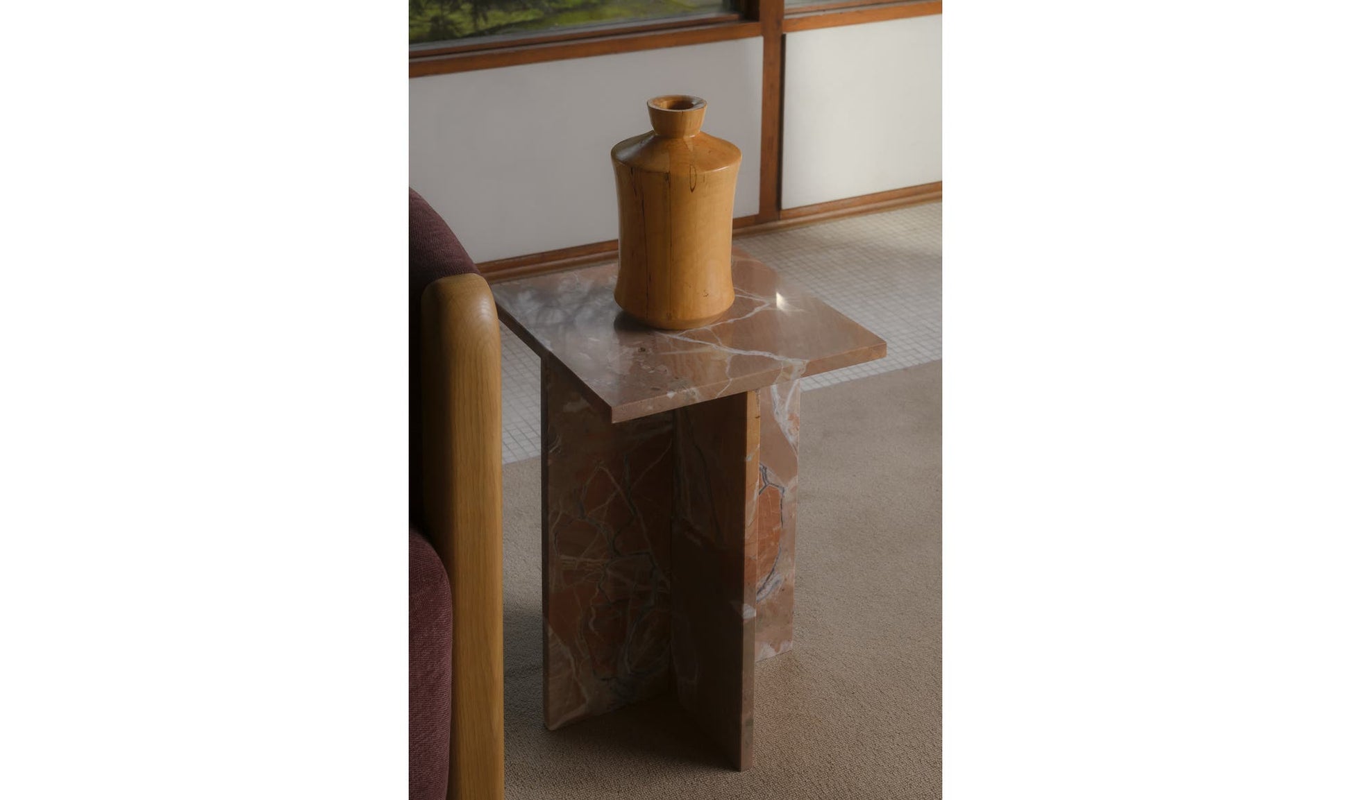 Blair Accent Table Orange Levante Marble by Moe's Home Collection - view 9