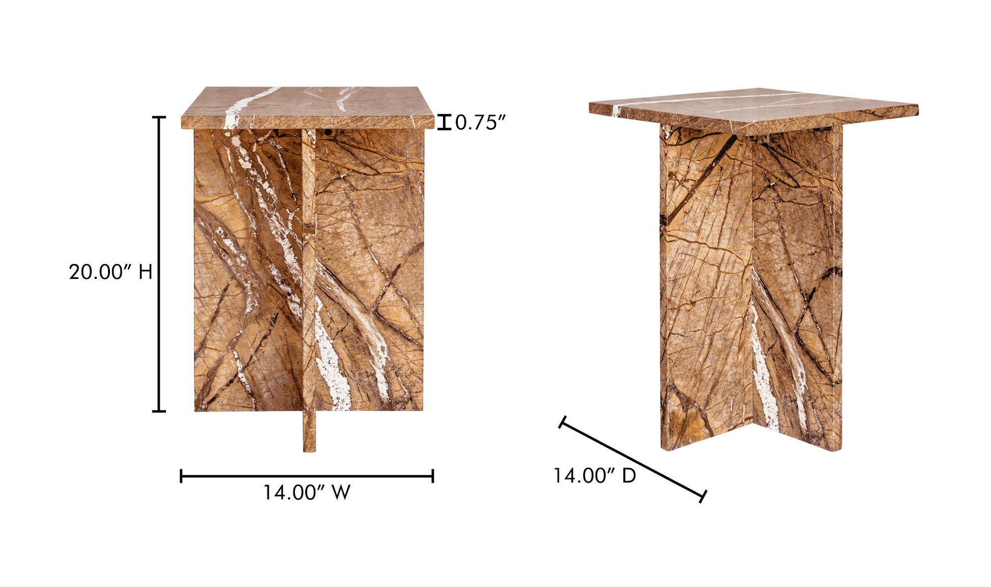 Blair Accent Table Golden Forest Marble by Moe's Home Collection - view 13