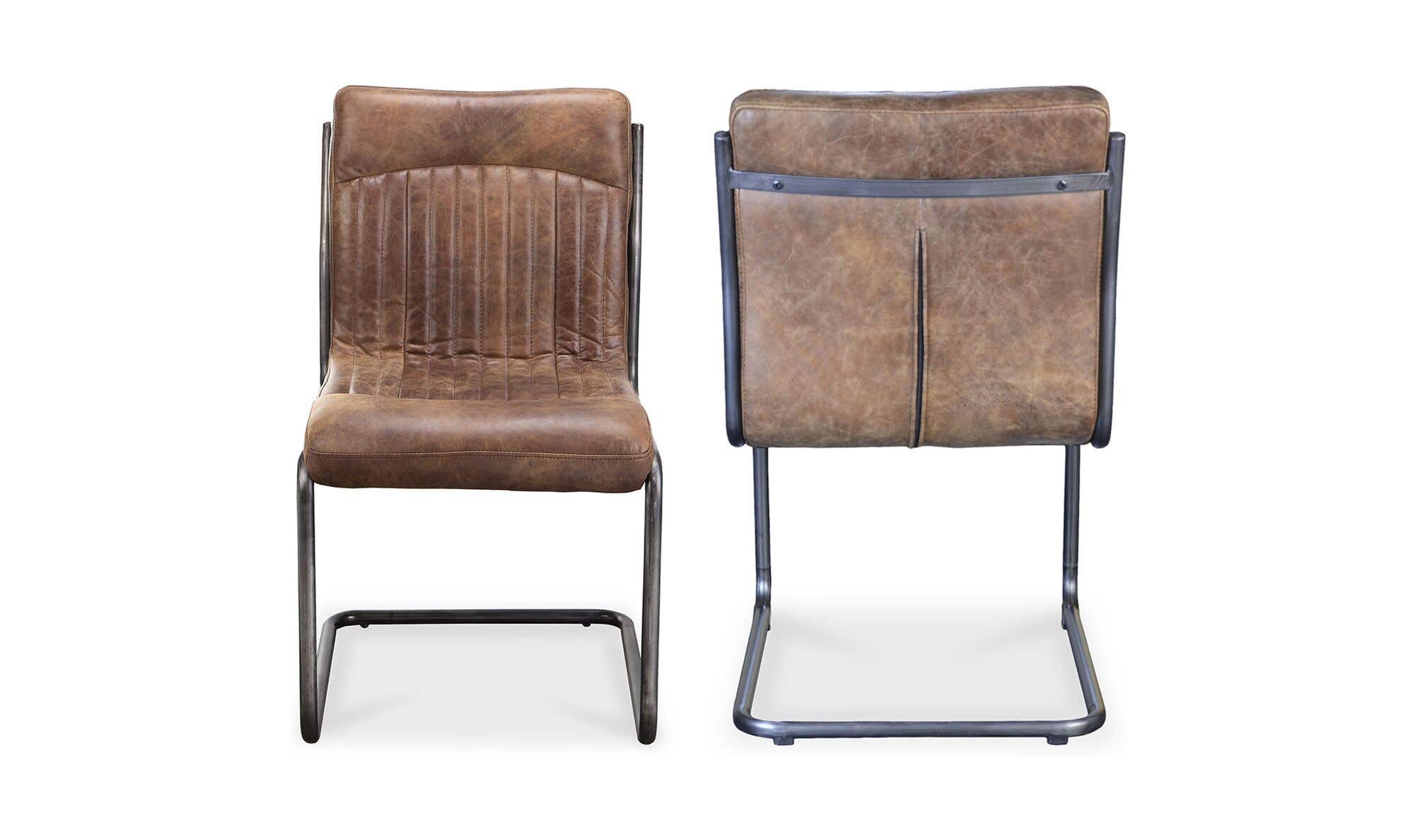 Ansel Dining Chair Grazed Brown Leather - Set Of Two by Moe's Home Collection - view 8