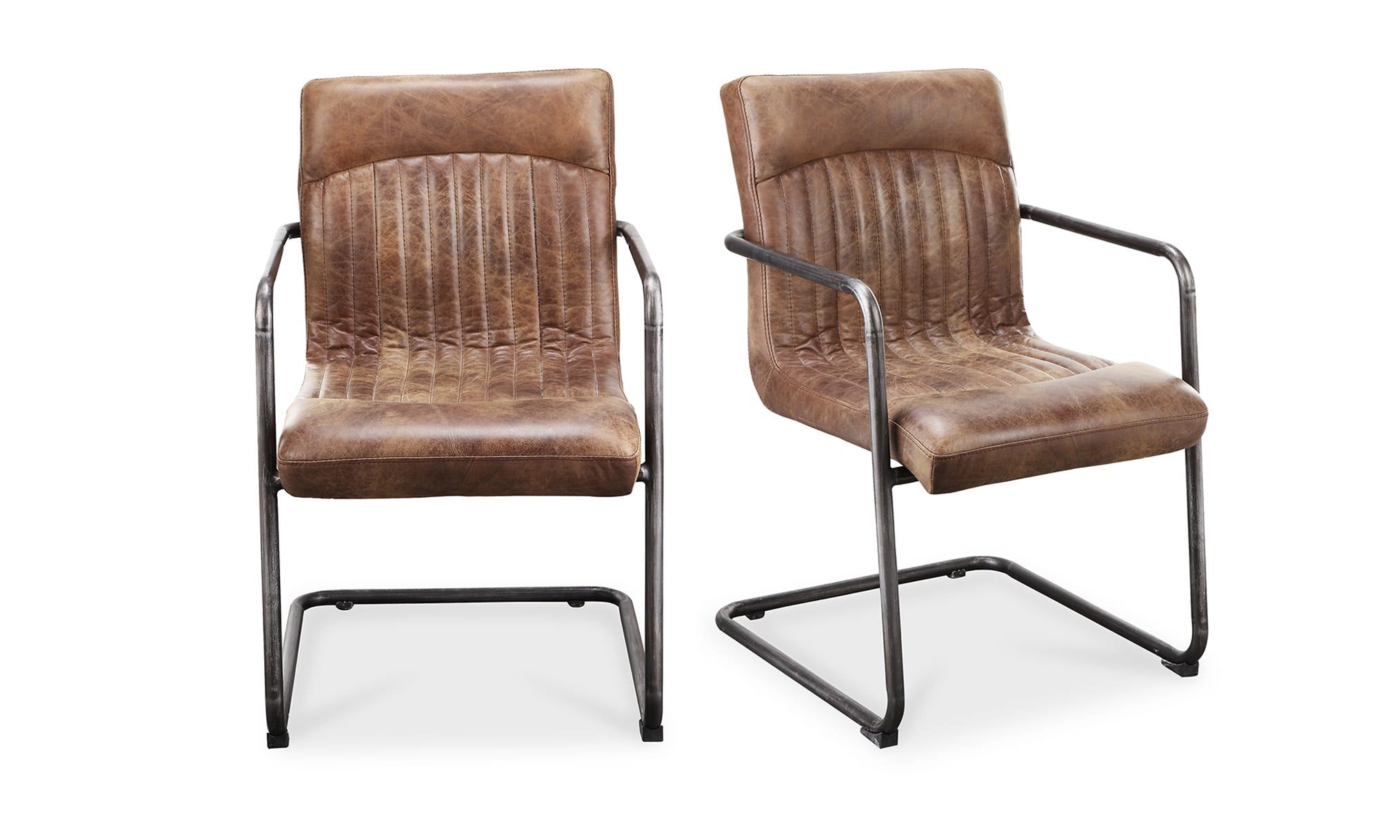 Ansel Arm Chair Grazed Brown Leather - Set Of Two by Moe's Home Collection - view 6