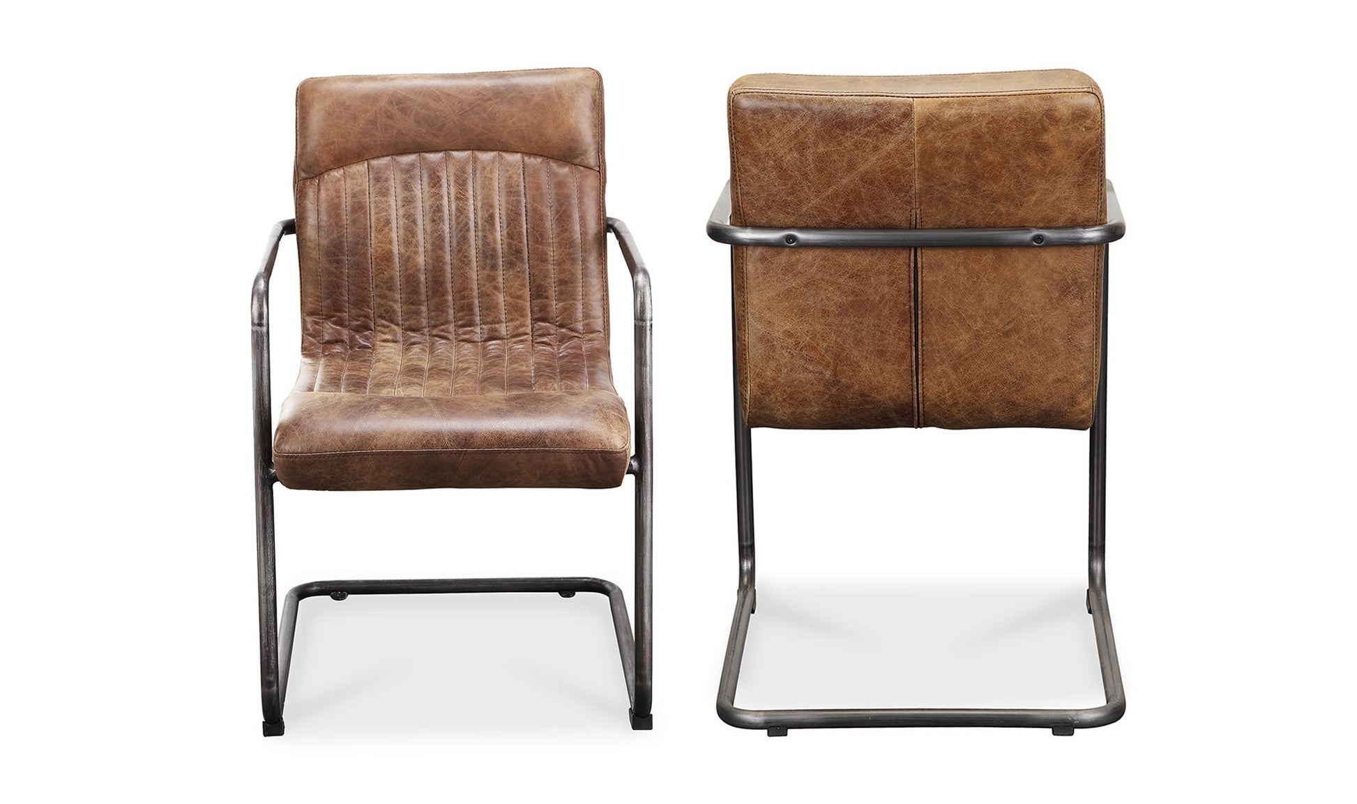 Ansel Arm Chair Grazed Brown Leather - Set Of Two by Moe's Home Collection - view 4