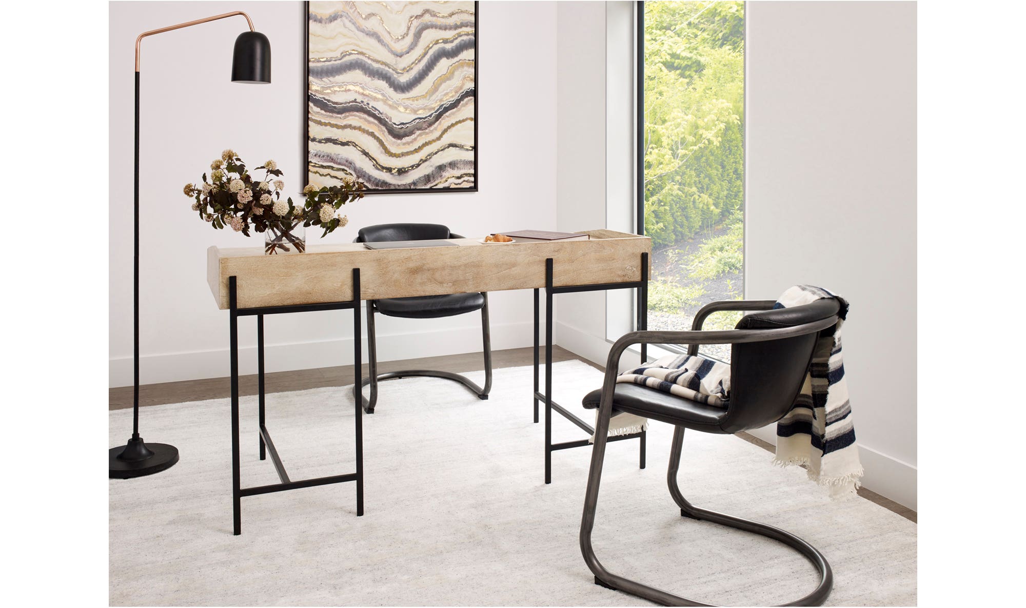 Freeman Dining Chair Onyx Black Leather - Set Of Two by Moe's Home Collection - view 12