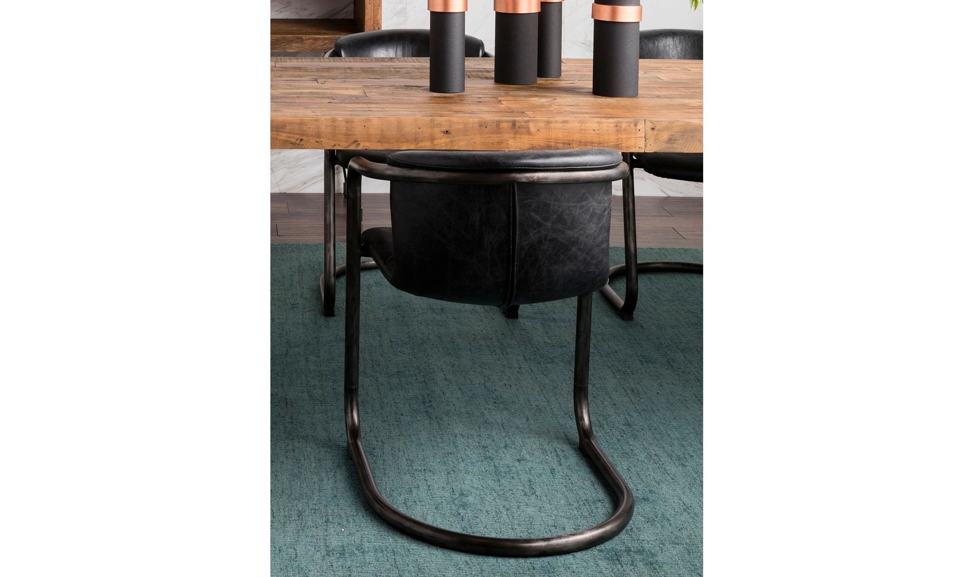 Freeman Dining Chair Onyx Black Leather - Set Of Two by Moe's Home Collection - view 13