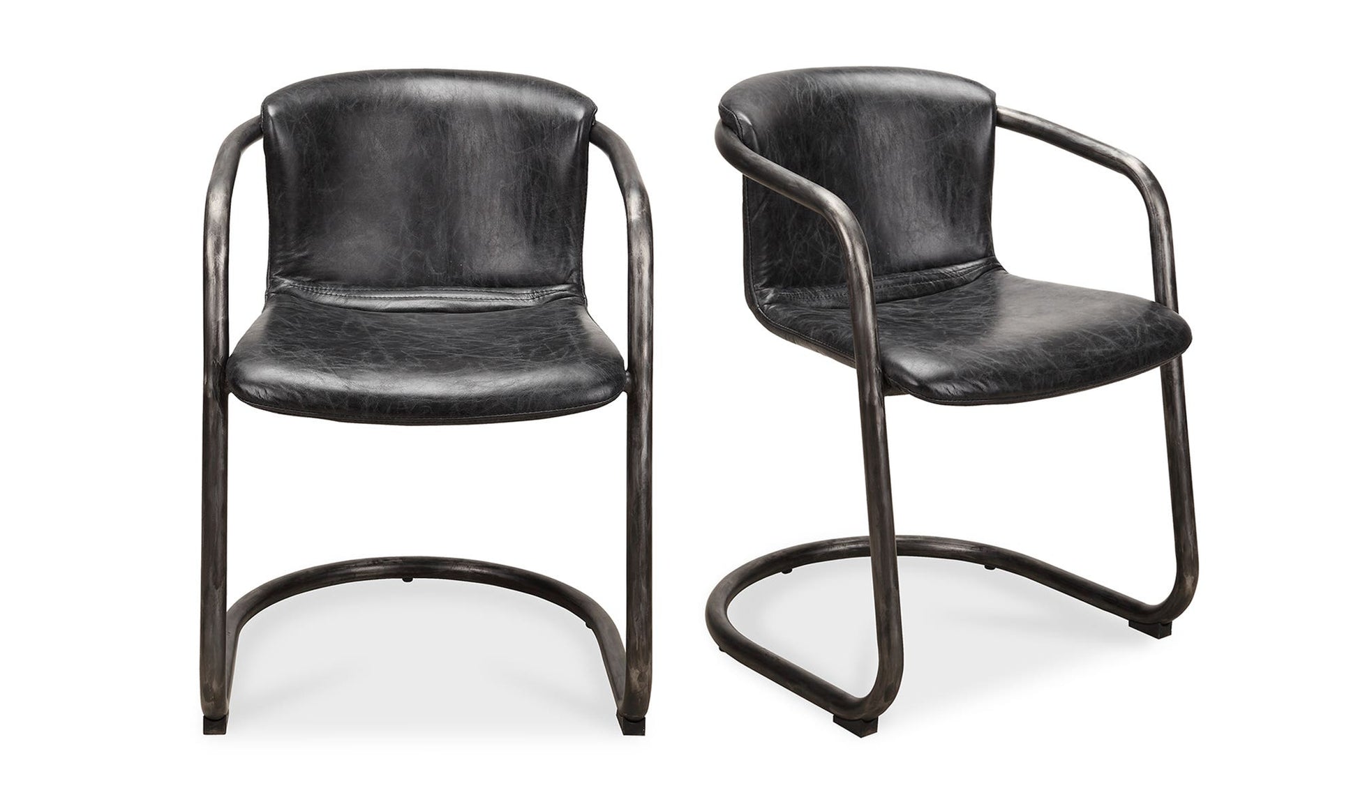 Freeman Dining Chair Onyx Black Leather - Set Of Two by Moe's Home Collection - view 14