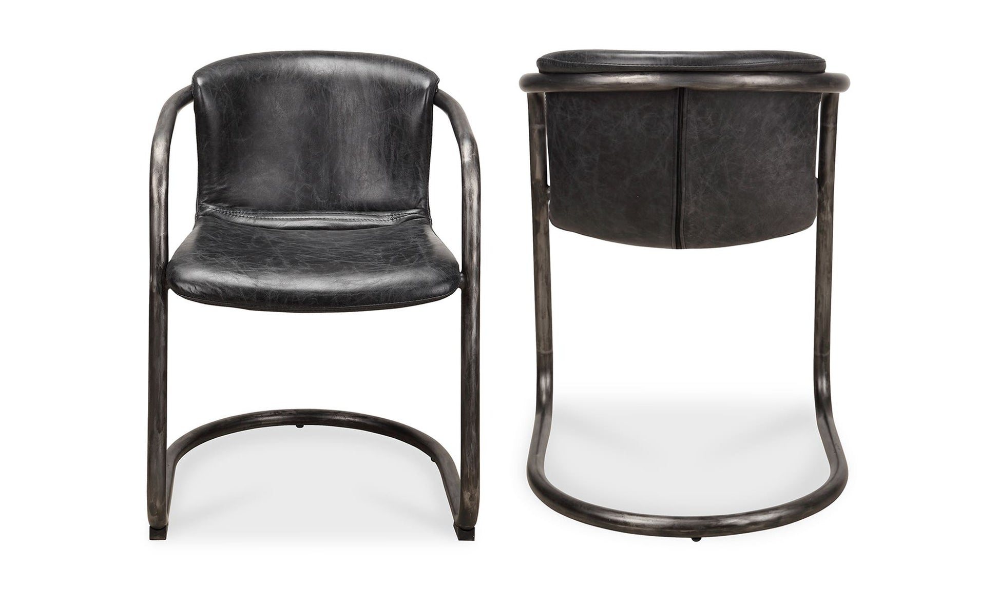 Freeman Dining Chair Onyx Black Leather - Set Of Two by Moe's Home Collection - view 11